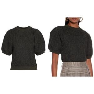 ULLA JOHNSON Size Xs Jessa leopard-print French cotton-terry sweater top